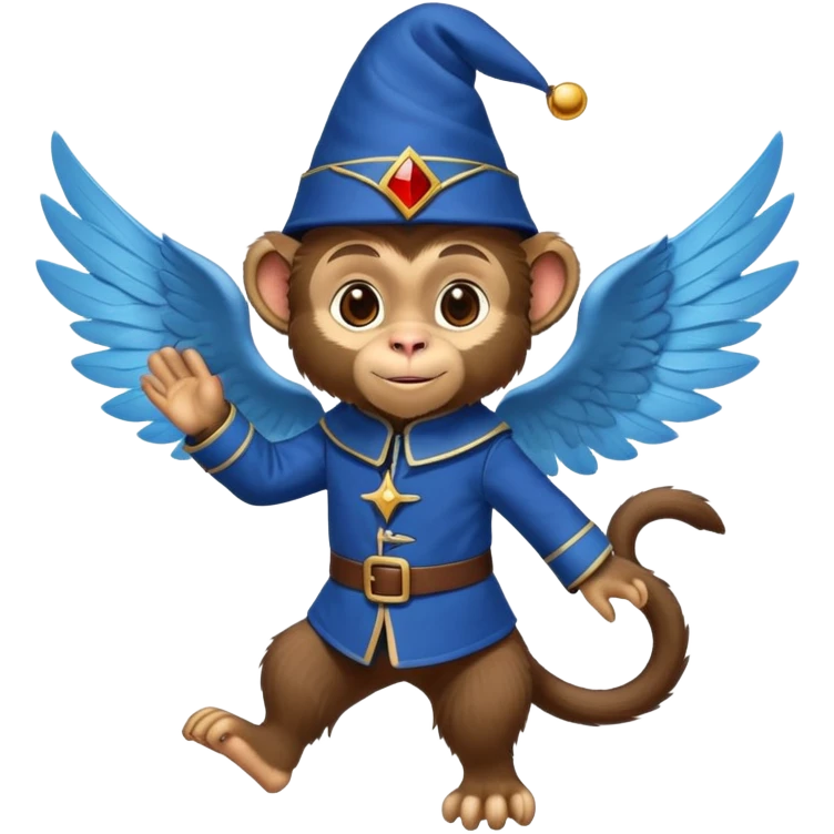 Flying monkey with wings, blue uniform, and fez hat from Wizard of Oz emoji