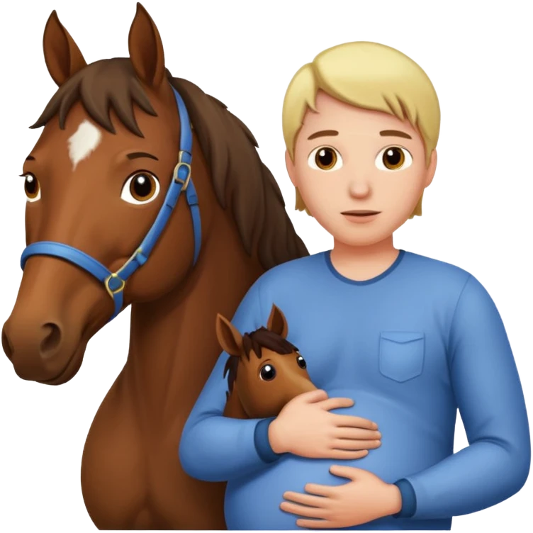 pregnant man with horse emoji