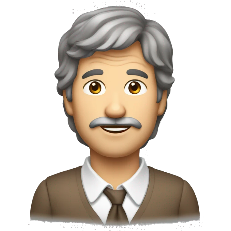 vieux cheveux brun, yeux brun, cheveux en batailles emoji