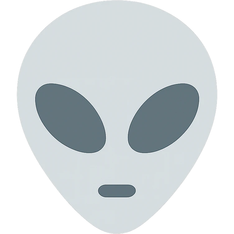 grey alien head, minimal, flat design emoji