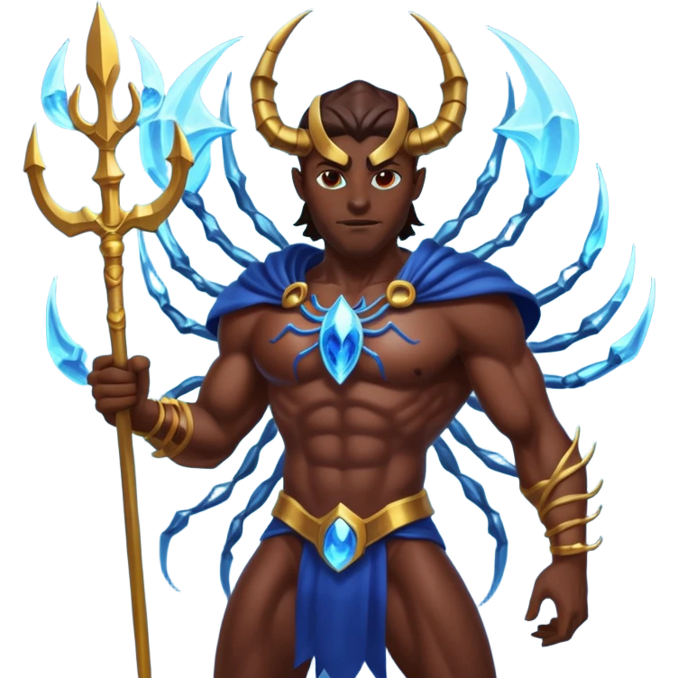 spider god with Poseidon trident emoji