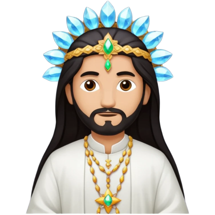 south asian star priest man long dark hair crystal emoji