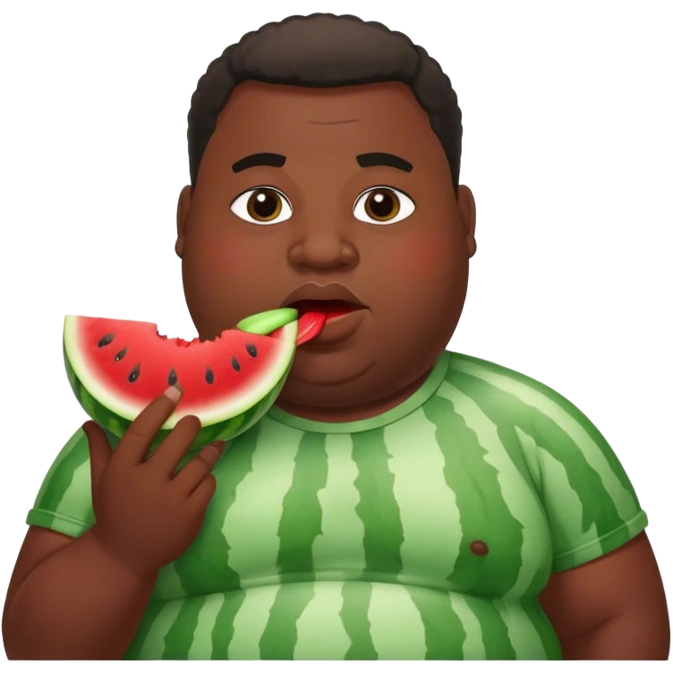 Fat Black guy eating watermelon emoji