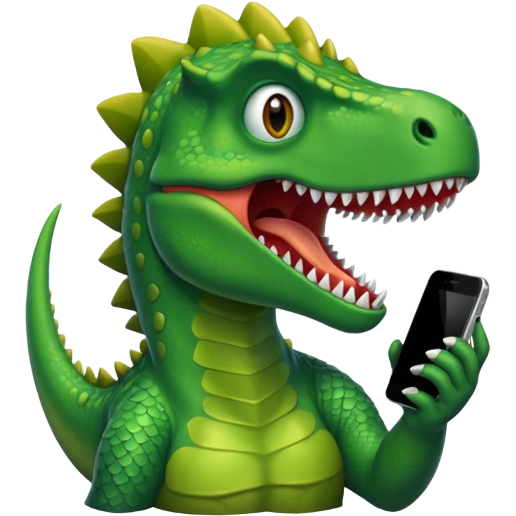 Dinosaur with Iphone emoji