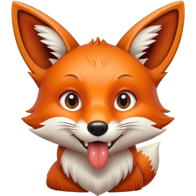 Жующая милая мультяшная лиса emoji