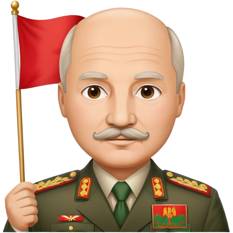 Alexander Lukashenko with mustache holding Belarus flag emoji