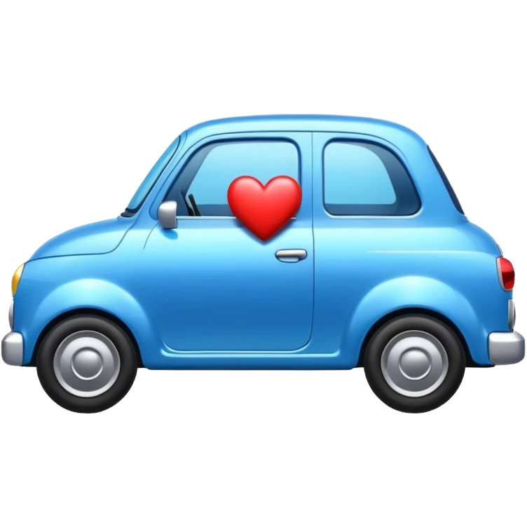 Blue car with heart emoji