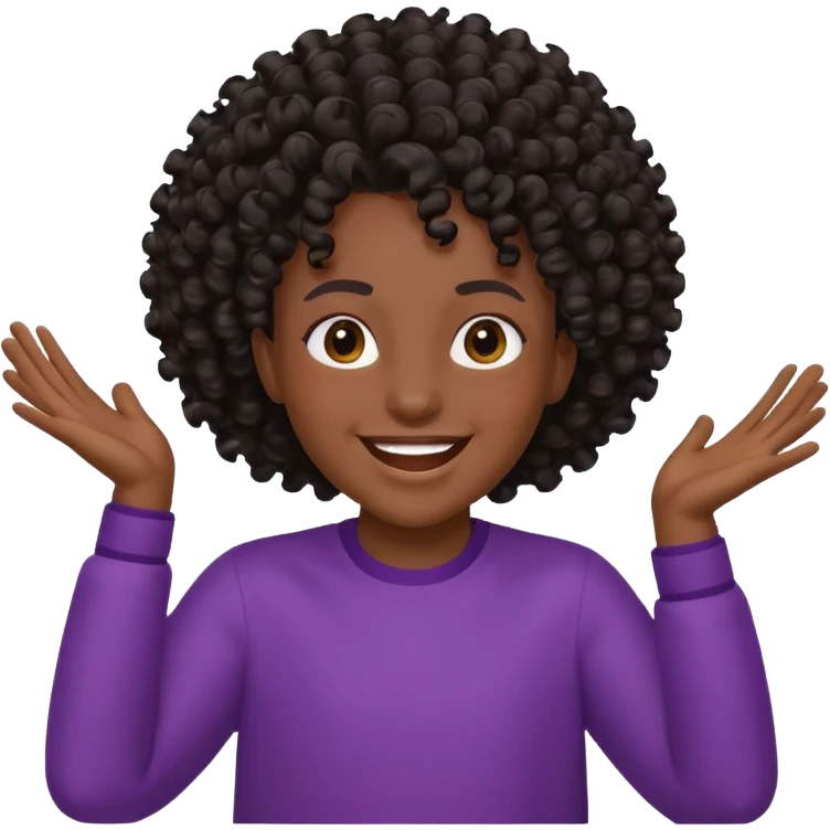 Cheering non binary pal with curly black fade emoji
