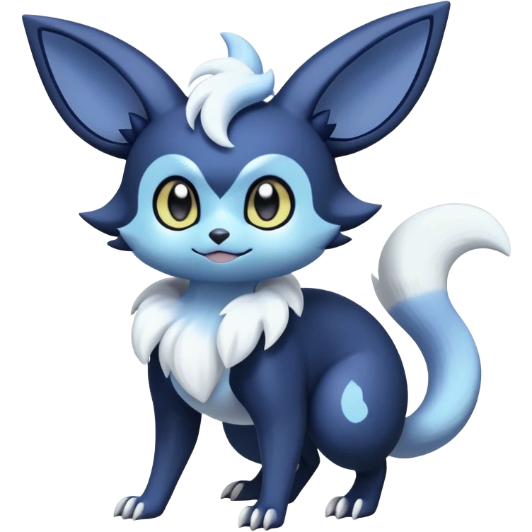 Shiny snowy pastel Noibat-Meowstic-Umbreon-Fakémon-hybrid-creature (full body)  emoji