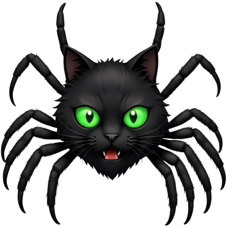A large, menacing cat looming over a small, terrified spider emoji