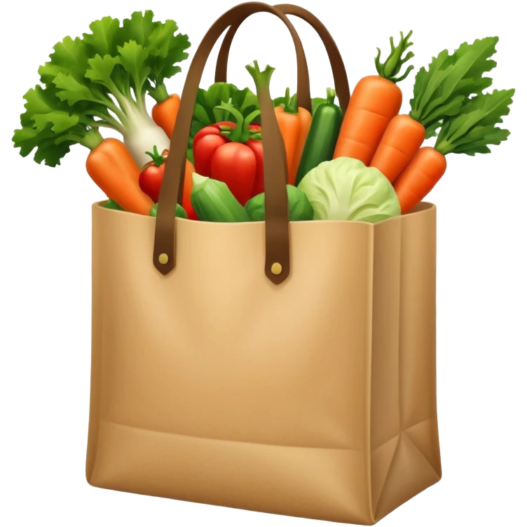 groceries in a bag with vegetables emoji
