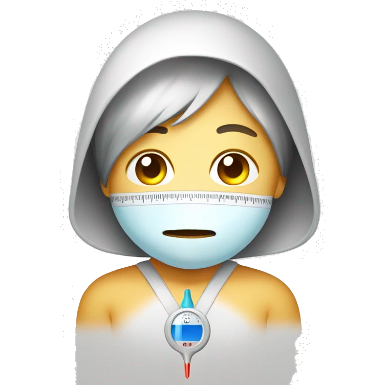 sick child, thermometer with high temperature emoji