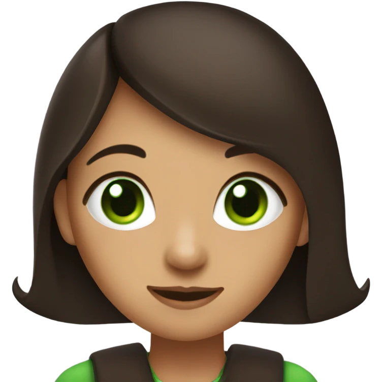 brunette girl with green eyes and devil horns emoji