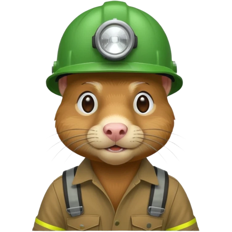 a mole rat, green helmet, headlamp, worker cloth emoji