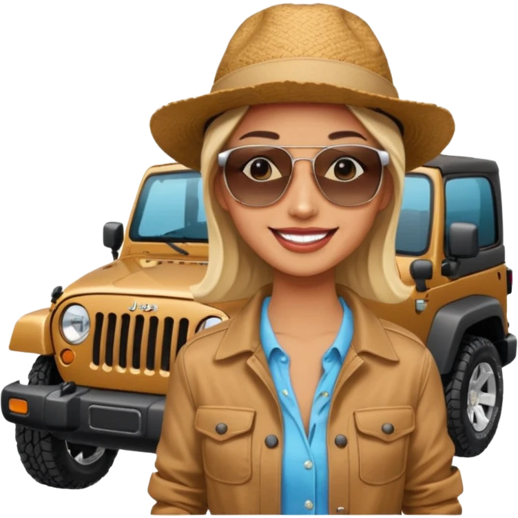 Объедини изображения машины внедорожника по типу wrangler и спортсмена emoji