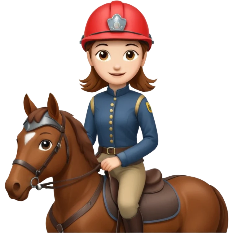 brown haired girl on a cheatnut hporse smiling' emoji