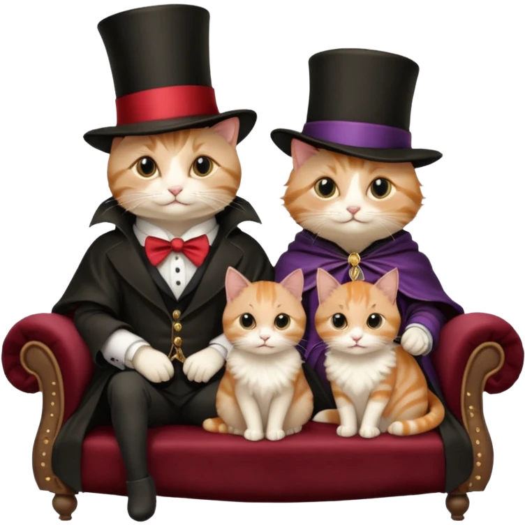 magician couple and their pet cat emoji