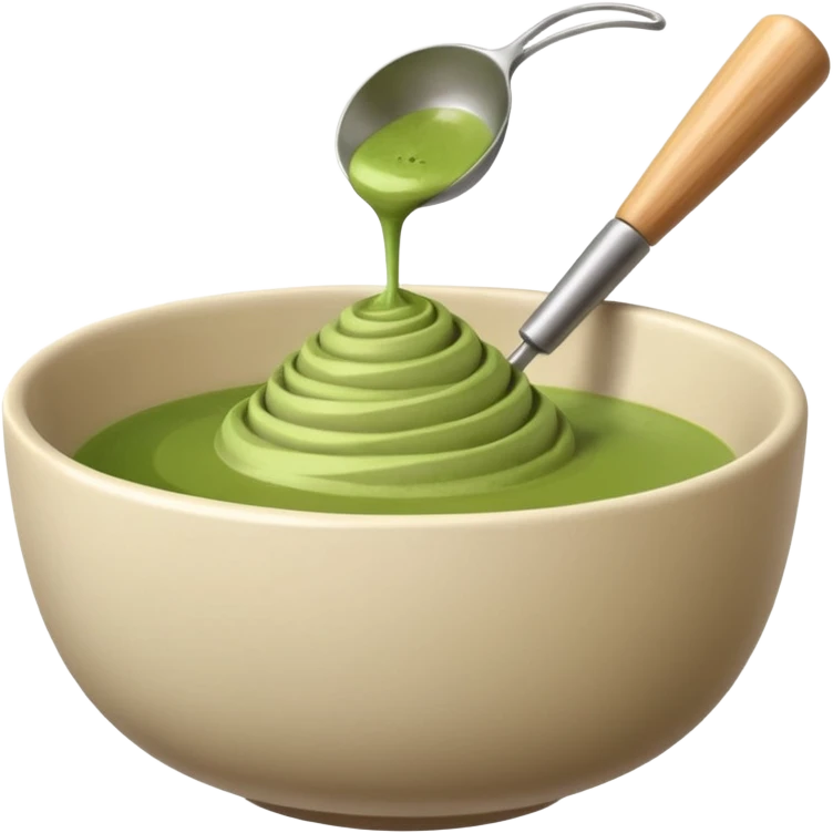 hand holding a matcha whisk over a bowl emoji