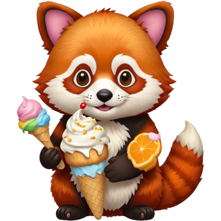 red panda with ice cream emoji