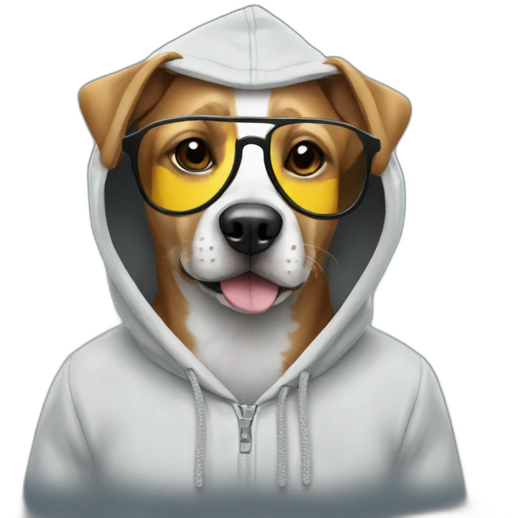 Dog with a hoodie with cool glasses  emoji