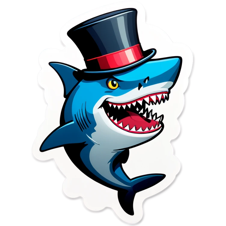 Shark with a top hat emoji
