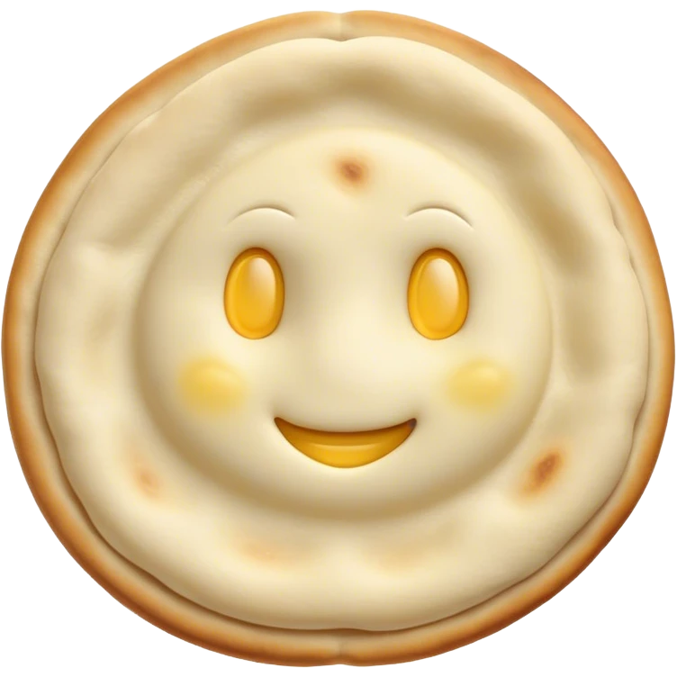 Cinematic Realistic Naan Bread Dish Emoji, showcasing soft, fluffy naan brushed with butter rendered with lifelike detail and inviting, warm lighting. emoji