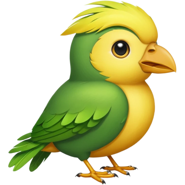 A bird with color green and his head yellow emoji