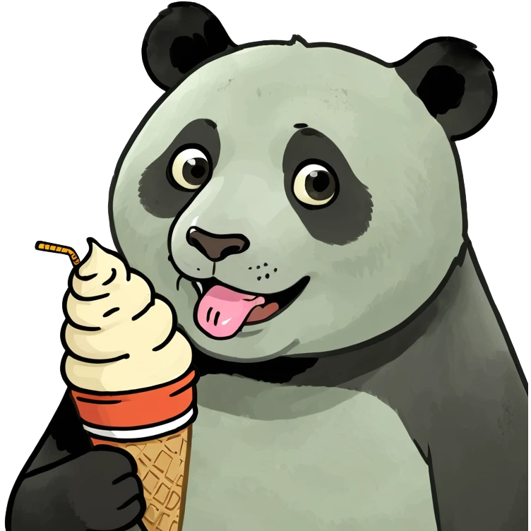 Panda eating ice cream emoji