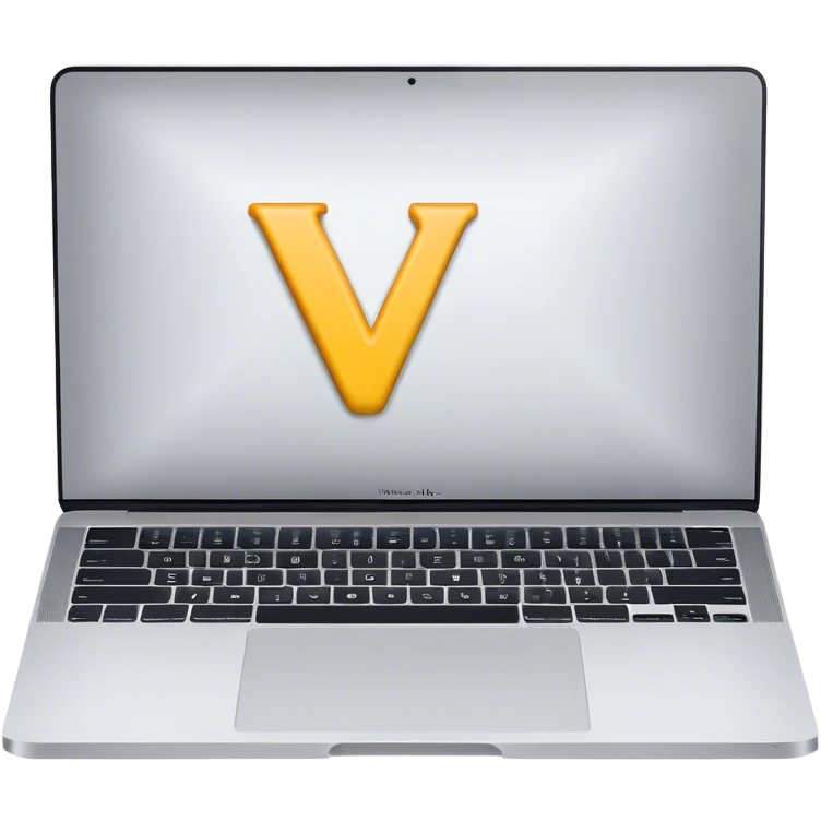 A macbook with the 'V' letter shape emoji