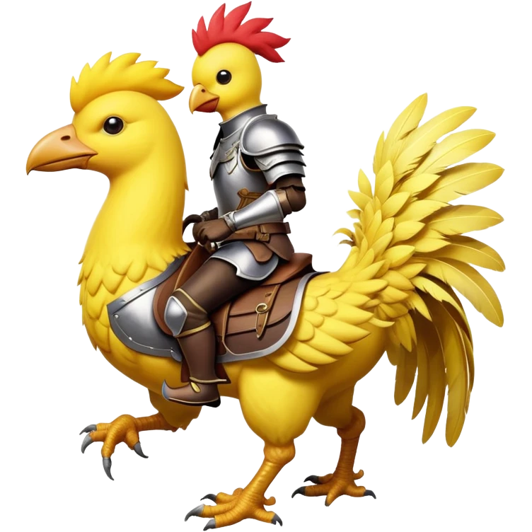 Chocobo with rider, yellow bird carrying a human character emoji