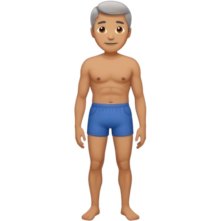 Clothed mature man staning, facing viewer, grabbing his crotch emoji