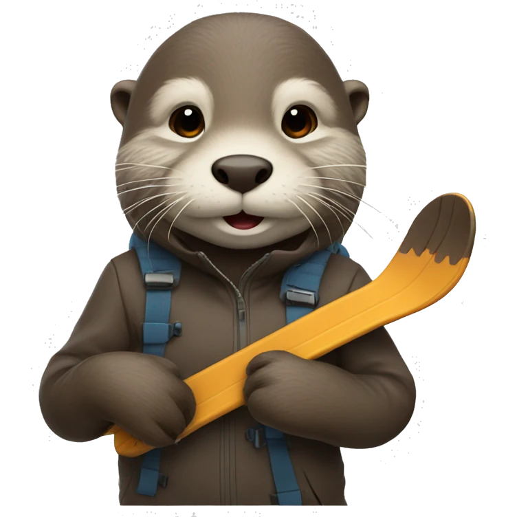 Otter skiing without helmet emoji