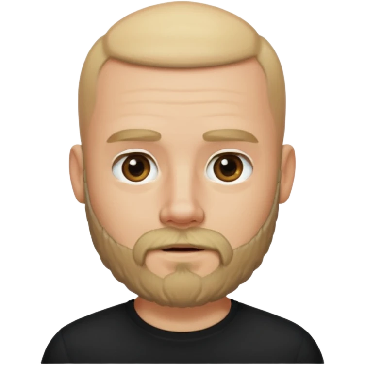 Bearded bald blonde man black shirt emoji