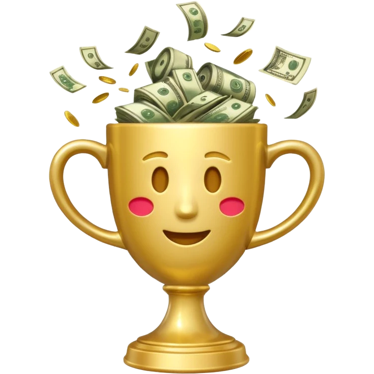 a winnig cup with money symbol emoji emoji