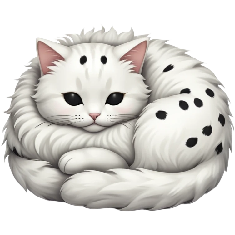 White cat with black spots sleeping emoji