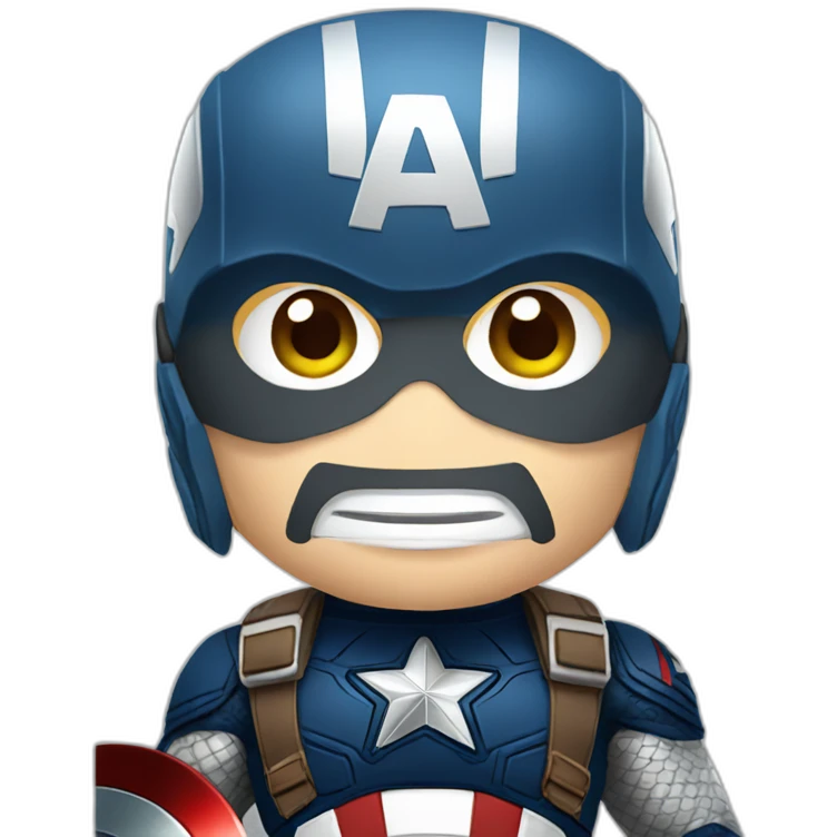 Captain America with mask playing mobile game emoji