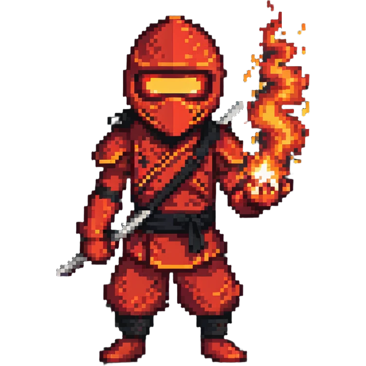 Red ninja with fire elements emoji