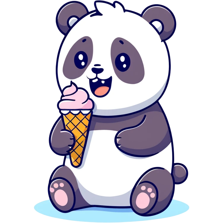 Panda eating ice cream emoji