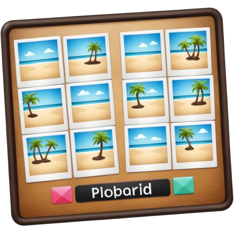 board with 8 polaroid photo emoji