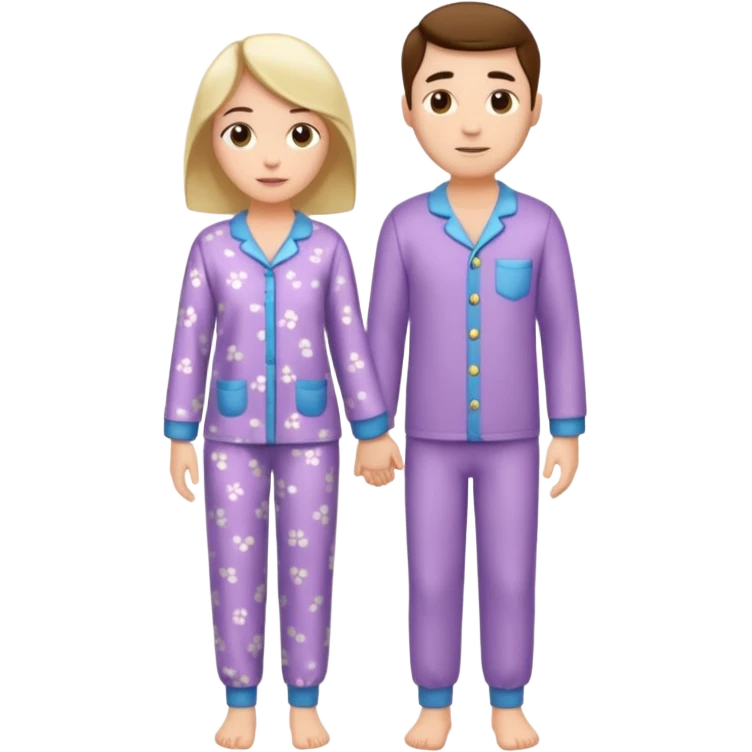 full-length couple in matching pajamas emoji