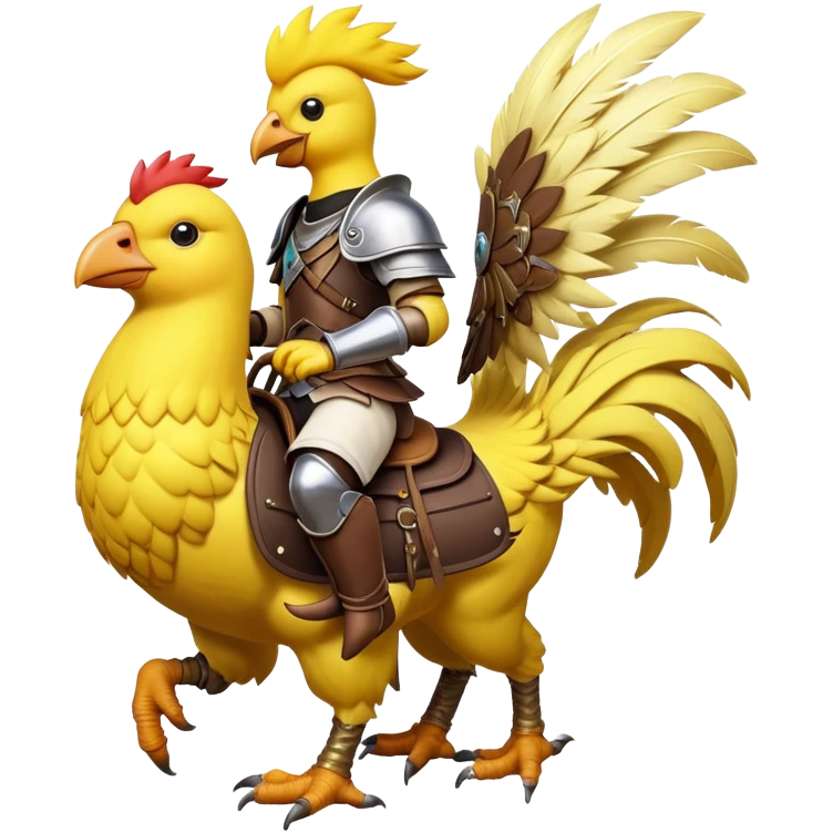 Chocobo with rider, yellow bird carrying a human character emoji