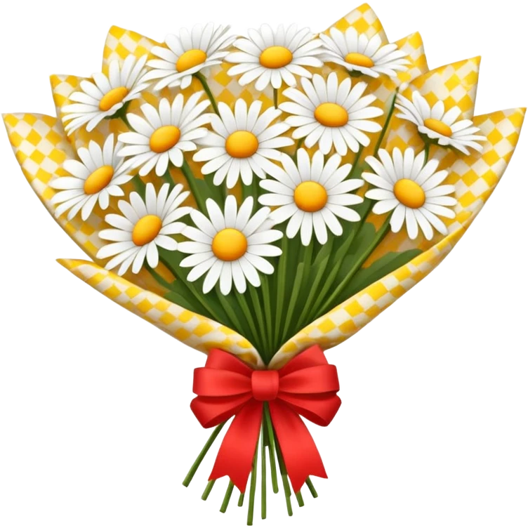 bouquet of daisy with bow and wrapping paper emoji