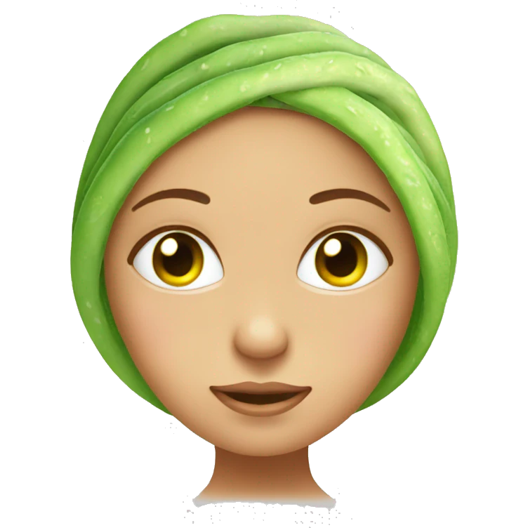 Girl face with cucumbers in her eyes, with a towel on her hair  emoji