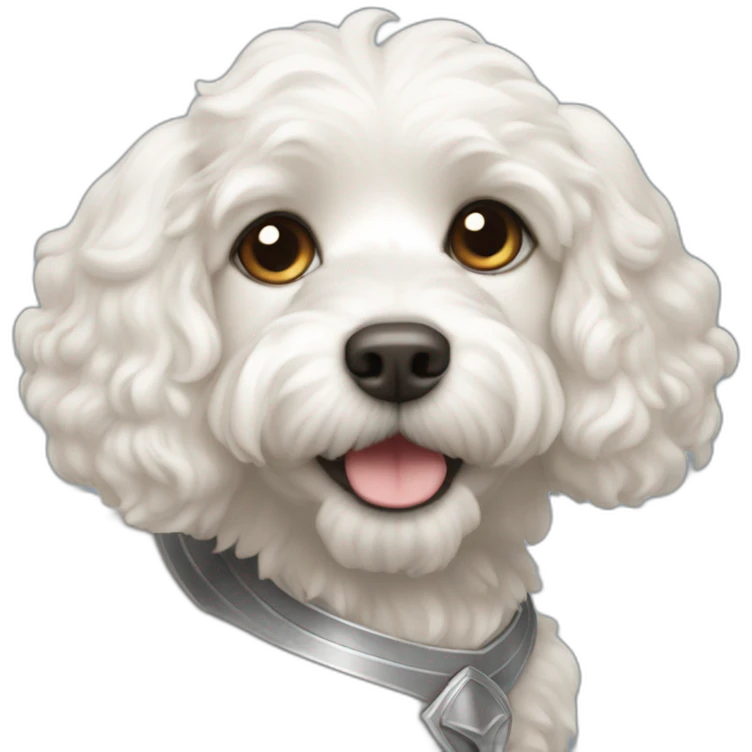 White Cavapoo knight emoji