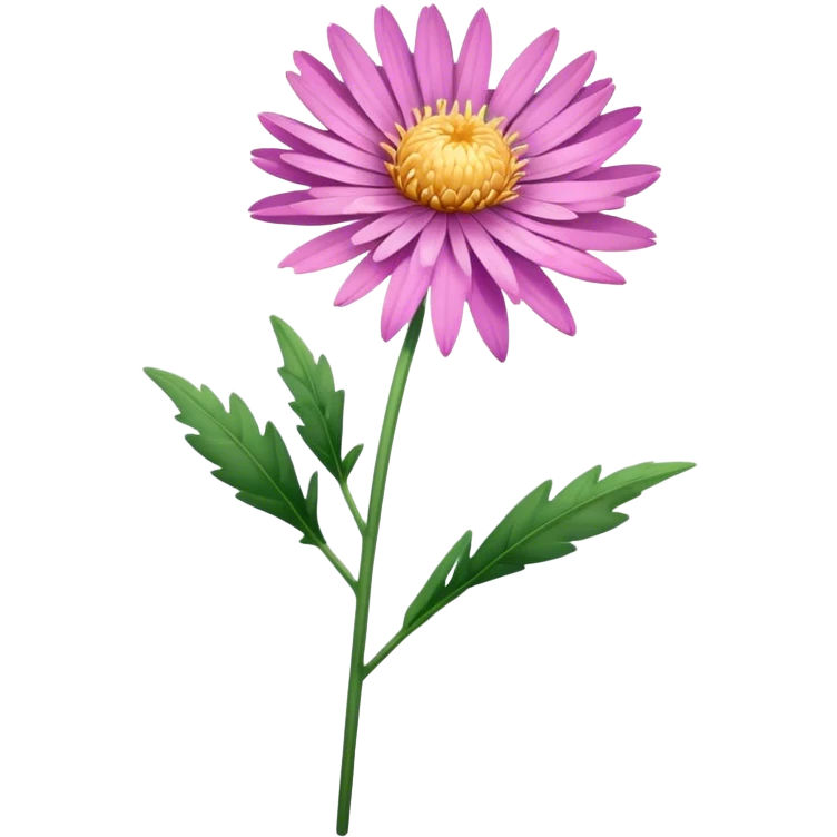 single pink Aster flower, stem emoji