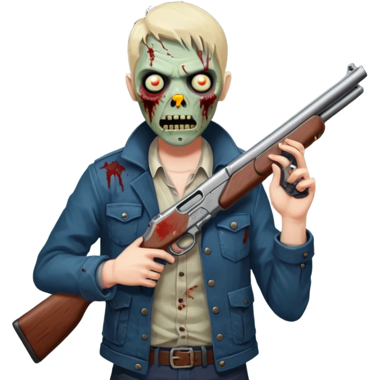 Hero shooting zombie with shotgun, dramatic lighting, horror action scene, no background











 emoji