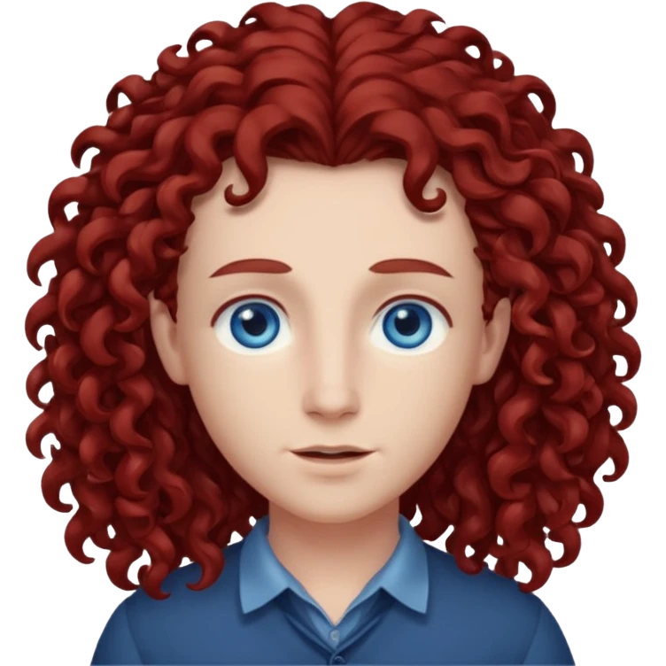 Chappell Roan with blue eyes and long dark red curly hair emoji