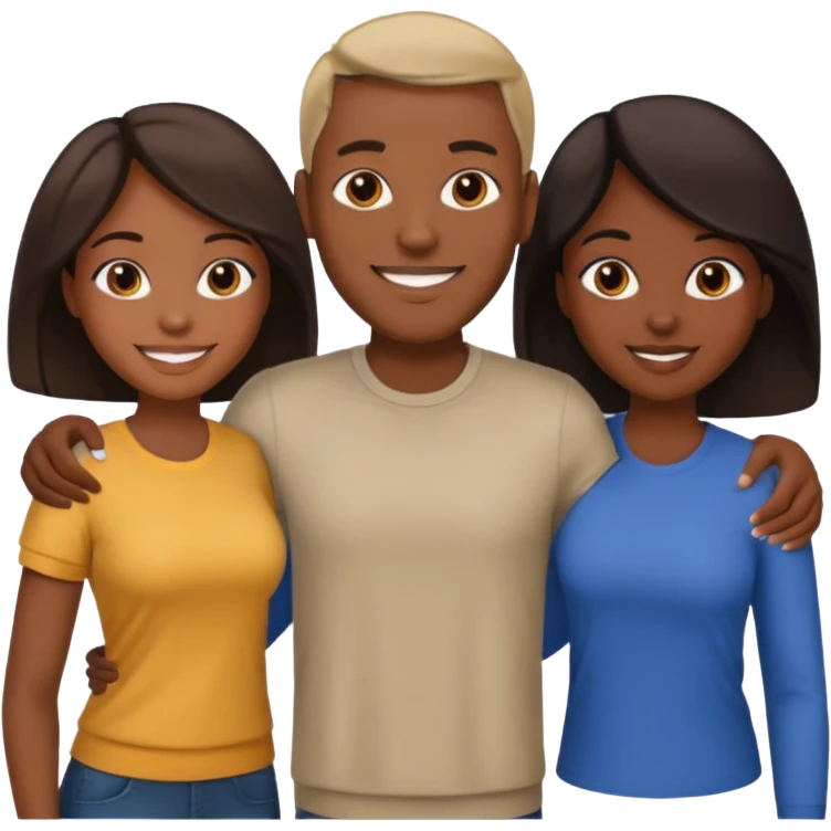Black man with   with two women one black one Chinese  emoji