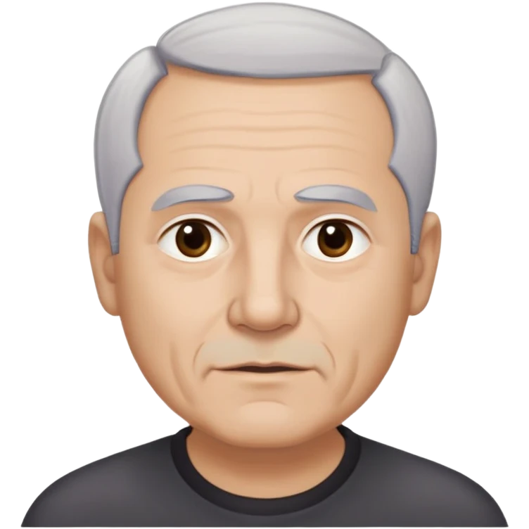 Front-facing portrait of René Monclova. Older Hispanic man with light complexion, round face, and wide jawline. Short gray-white hair with receding hairline. Expressive dark eyes, prominent eyebrows. Professional appearance. Wearing a dark shirt. emoji