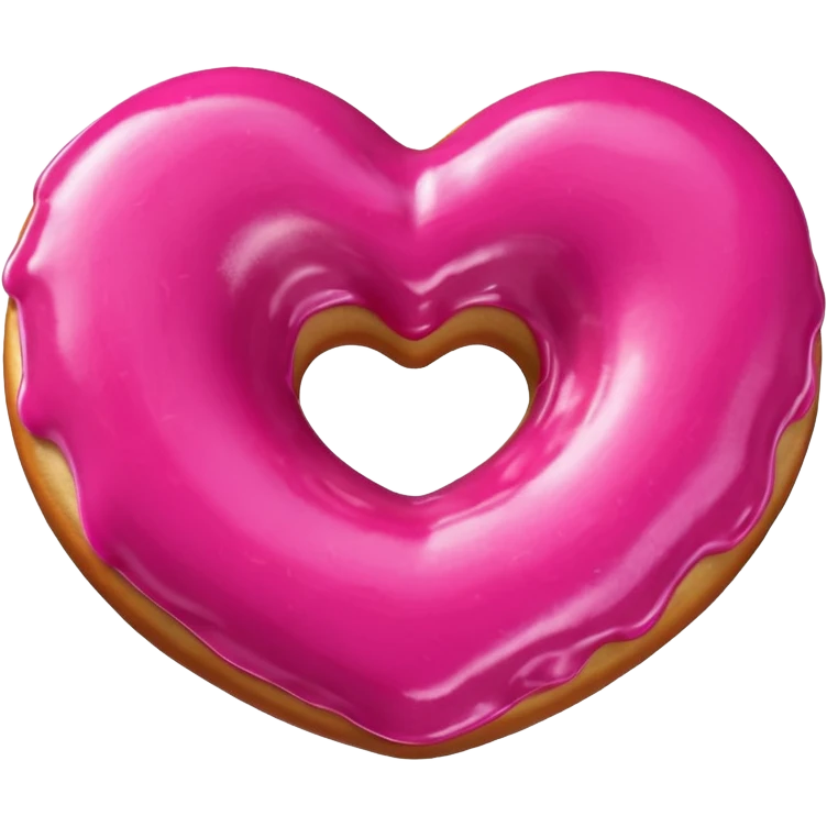 Realistic isolated heart shaped donut with Fuchsia color. emoji